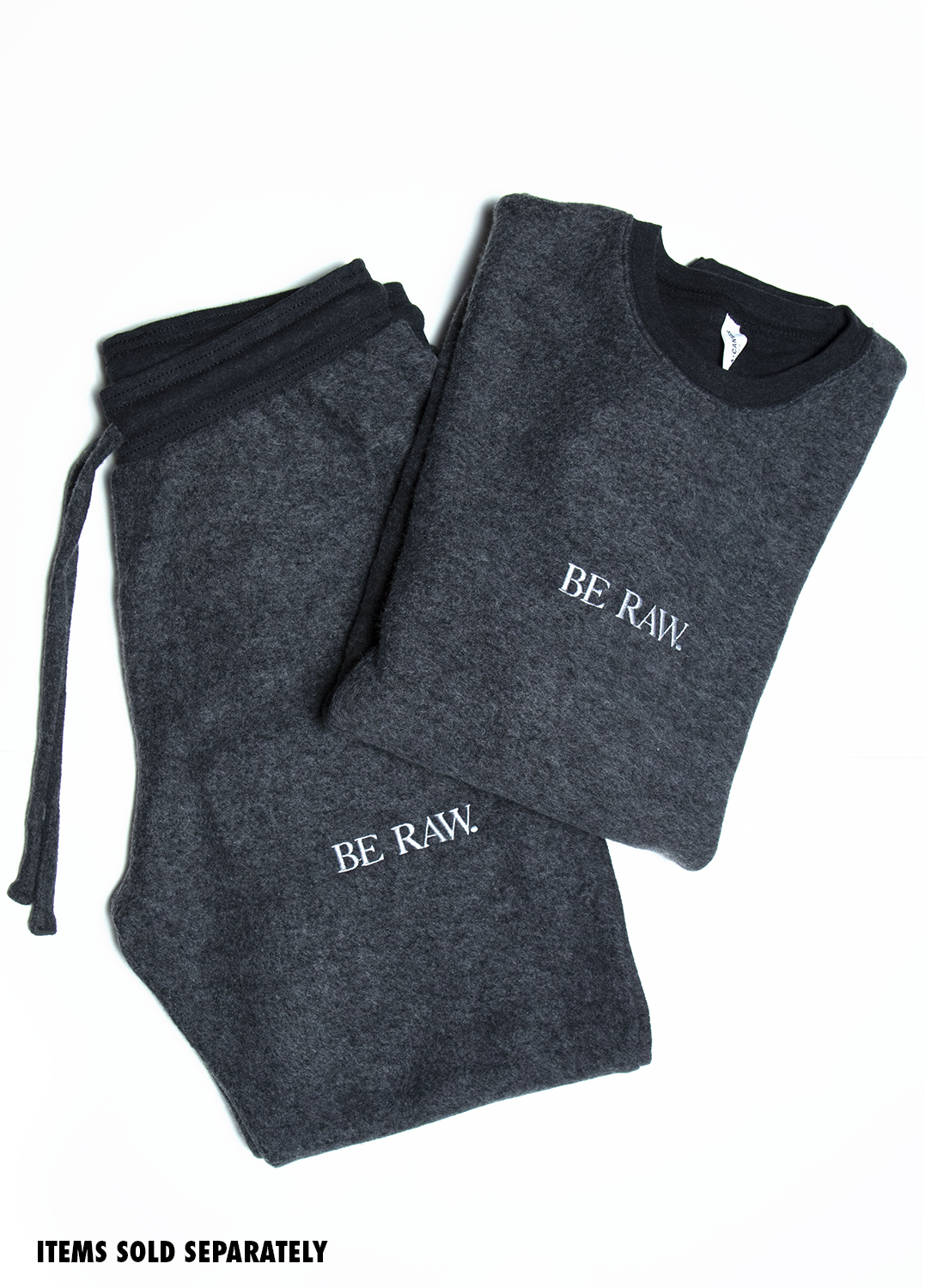 Be Raw - Sueded Fleece - Drop Shoulder Crewneck (Black)
