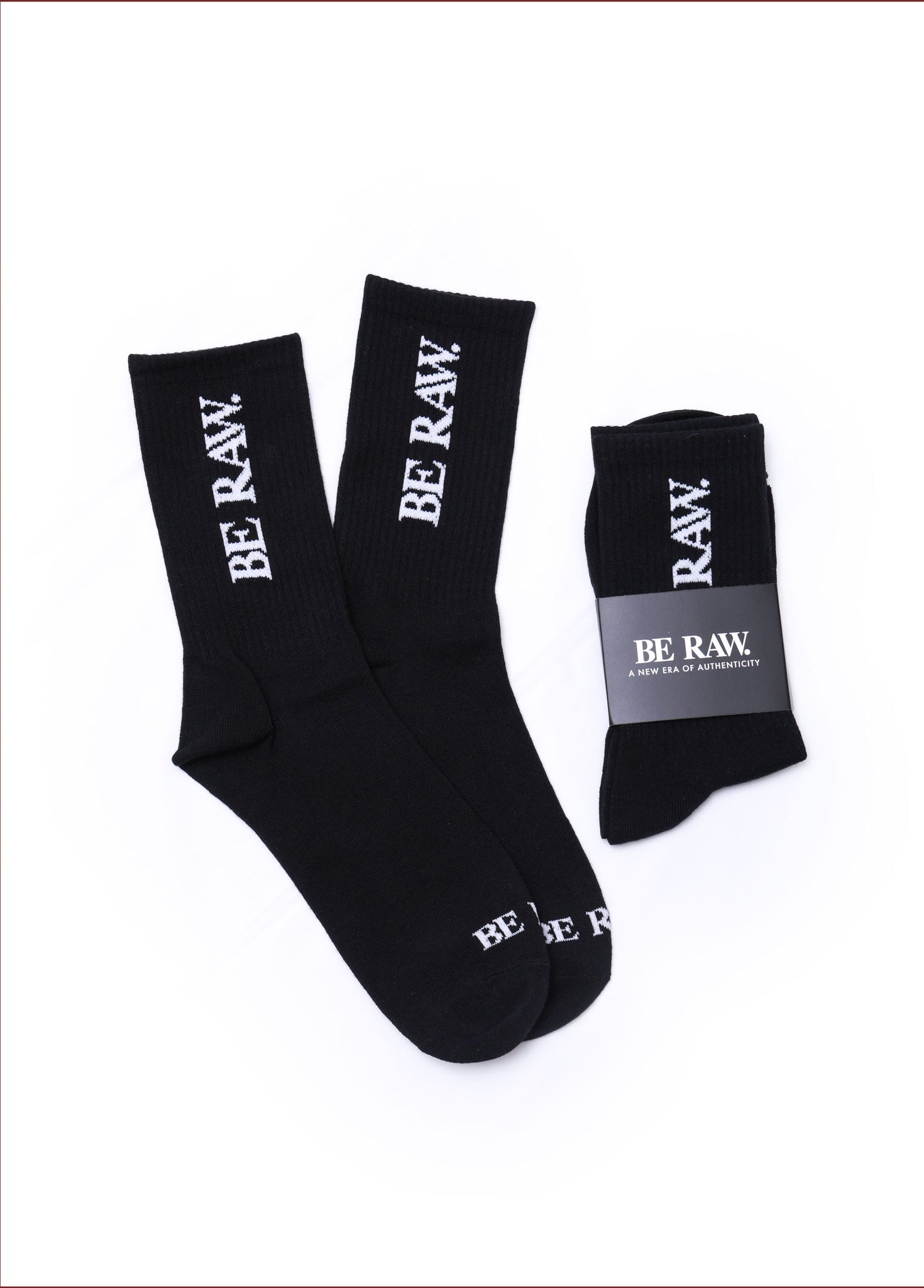 Be Raw Crew Socks - Black Unisex