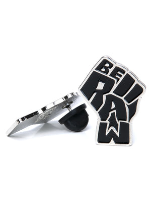 Lapel Pin - Be Raw - Power Fist - Black and Silver
