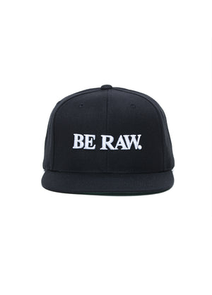 SnapBack Hat - Be Raw Classic logo White Puff