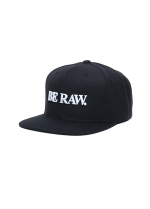 SnapBack Hat - Be Raw Classic logo White Puff