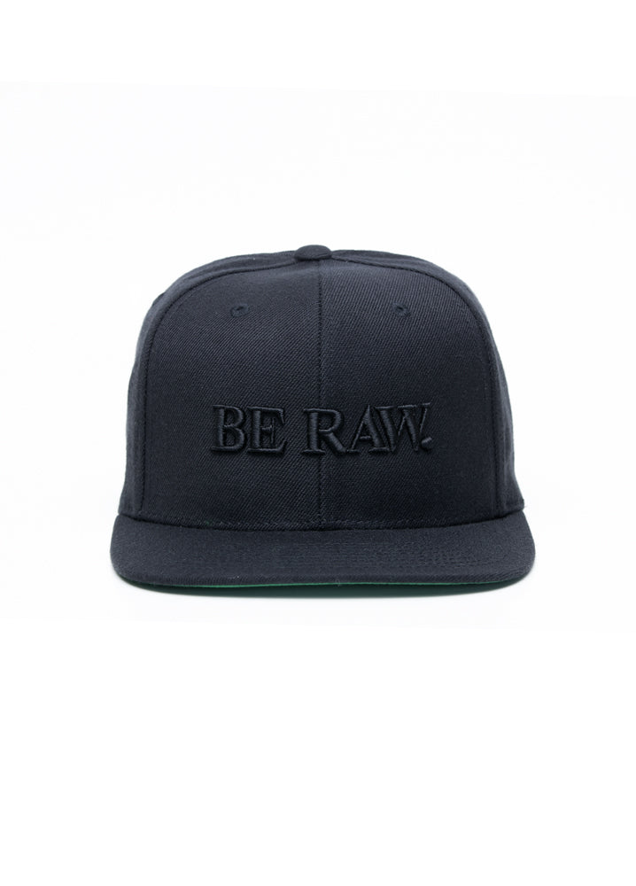 SnapBack Hat - Be Raw Classic logo Black Puff