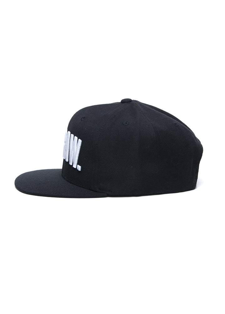 SnapBack Hat - Be Raw Block Logo Puff White