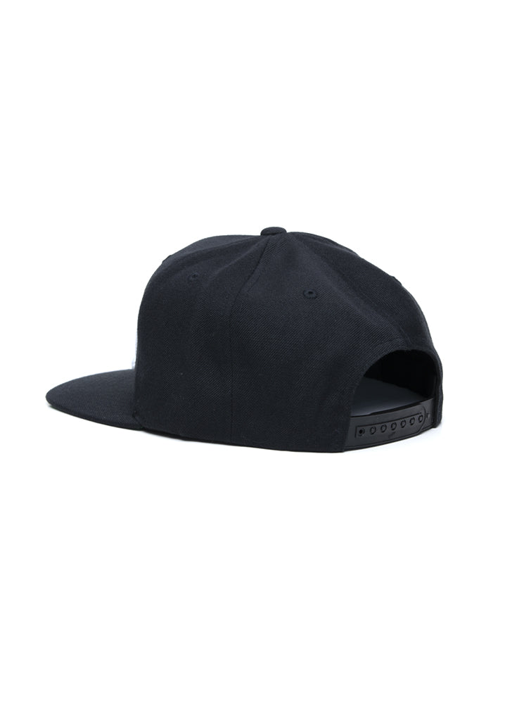 SnapBack Hat - Be Raw Block Logo Puff White